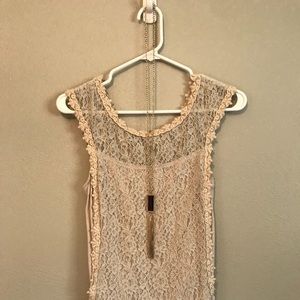 Beige lace tank